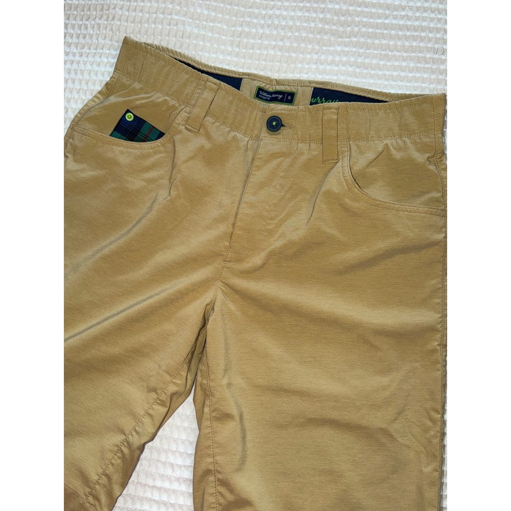 William Murray Golf Shorts Mens 30 Tan Plaid Trim Straight Fit Performance Khaki